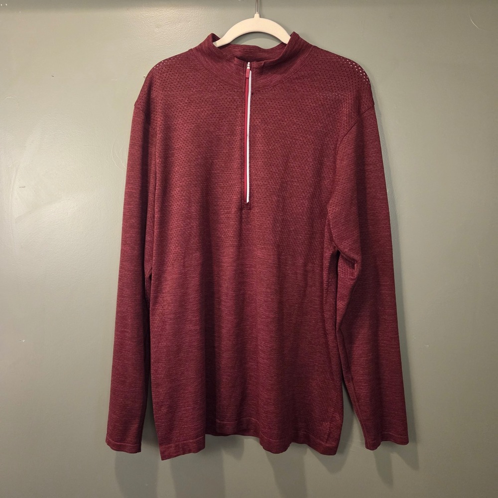Lululemon Men's Metal Vent Tech Half Zip Size XL Pomegranate Burgundy Active